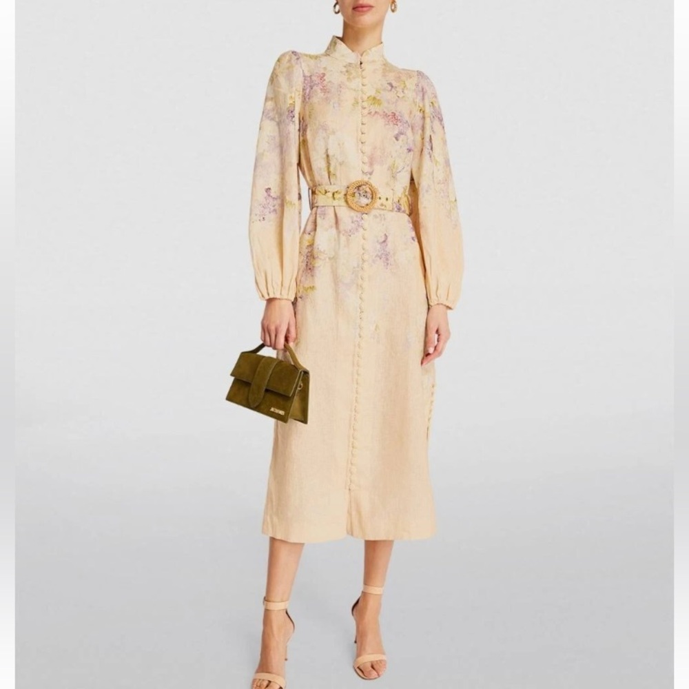 Zimmermann Pastel Floral Belted Dress size AU 2-US 8 - Picture 2 of 16